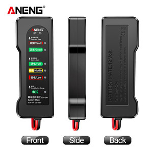 ANENG BT-170 เครื่องมือวัดแบตเตอรี่รถยนต์แบบดิจิตอล 9-24V ไฟฉาย LED 1 ม. ความต้านทานอินพุต รองรับแบตเตอรี่ AAA สีดำ - Product Image 3