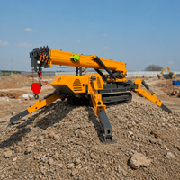 Grue araignée sur chenilles de 12 tonnes homologuée CE avec nacelle et flèche télescopique pour la rénovation de toitures et l'installation intérieure