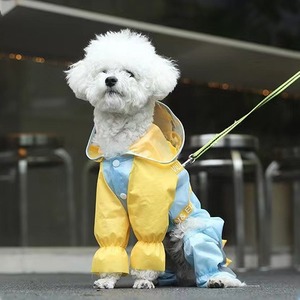 เสื้อกันฝนสำหรับสุนัข กันน้ำ ครอบคลุมทั้งตัว โฟร์ซีซั่นส์ โพลีเอสเตอร์ เสื้อผ้าสัตว์เลี้ยง เสื้อคลุมสุนัขขนาดเล็ก กลาง ใหญ่ สีเหลือง สีฟ้า ลายไดโนเสาร์ - Product Image 1