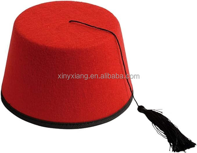 Factory Custom Egyptian Turkish Red Fez Tarboush Hat Black Tassel, Fez Hat  Costume Accessories