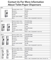 Sèche-mains mural encastré moderne en acier inoxydable avec poubelle, forme carrée, pour usage hôtelier - Distributeur de papier toilette et de serviettes