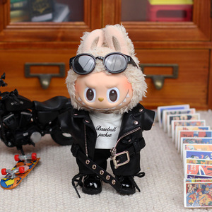 Labubu <b>Doll</b> Clothes Motorcycle Leather Jacket Outfit Unisex Youth Fashion <b>Accessory</b> - Product Image 4