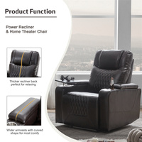 Canapé inclinable en cuir PU avec port de charge USB, rangements et porte-gobelets 360° °   Table pivotante pour fauteuil inclinable intelligent à commande électrique