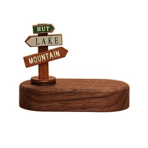 Adorno de Madera Maciza con Base Ovalada Ying Yiyi, Decoración con Señalización Vial para el Hogar, Acabado Mate, Artesanía de Madera Hecha a Mano - Product Image 5