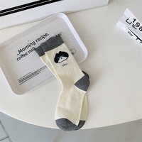 Nouvelle collection Automne/Hiver 2022 Mumuwood : Chaussettes mi-mollet en coton respirantes, jacquard, motif chat de dessin animé, mignonnes et tendance, pour femme, effet rajeunissant