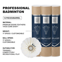 Volants de badminton durables en gros, logo personnalisé, avec plumes d'oie et liège naturel, volants de compétition professionnels