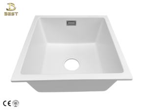 Évier de cuisine à bol unique en quartz noir fabriqué au Vietnam avec robinet et trop-plein en céramique sans égouttoir - Product Image 5