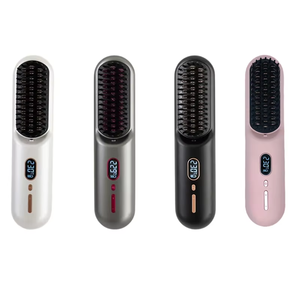 Moderno Portable Negative Ion PC <strong>Tooth</strong> Hair Brush <strong>Straightener</strong> with Adjustable Heat Settings Mini Cordless Home Use Hair Styling - Product Image 1