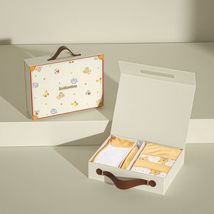 Boîte avec logo personnalisé d'usine Boîte en carton rigide recyclable au design de luxe avec poignée Emballage de vêtements jouets Boîte cadeau pour bébé <span class=keywords><strong>Valise</strong></span> - Product Image 1