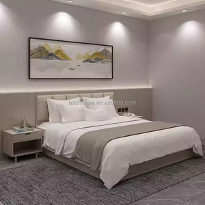 3 Star Hotel Bedroom Furniture <b>Sets</b> Custom Budget-friendly Wood Queen <b>Bed</b> Frame with Headboard TV Stand & Wardrobe For <b>Full</b> Room - Product Image 3