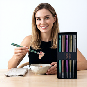 Pure <b>Titanium</b> Mirror Polished Minimalist Heat Resistant Chopsticks Household High-end Crystal Ice Flower Antibacterial - Product Image 1