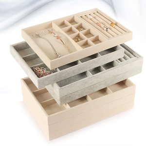 New Color Rectangle Portable Velvet Jewelry Ring Jewelry Display Organizer Jewelry Box Tray