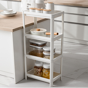 Chariot utilitaire à 3 niveaux, étagère à roulettes en plastique mince pour le salon, la salle de bain, la cuisine - Étagères mobiles écologiques - Product Image 3