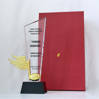 Plaque en verre avec gravure personnalisée, note de musique en métal doré, plume, trophée musical MH-J0947