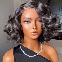 Perruque Courte Bob Frontale Naturelle Pré-Épilée Cheveux Afro Bouclés 4C Bébé Perruque Frontale Kinky Raide en Cheveux Humains Dentelle HD