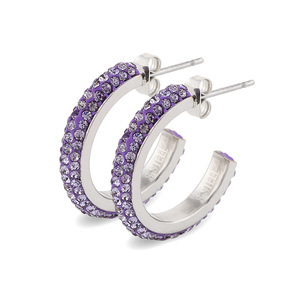 C Shaped Huggie <b>Earrings</b> 35mm Three Row Crystal <b>Studs</b> Stainless Steel Party Jewelry White Green <b>Black</b> Gold - Product Image 3