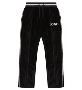 High Quality Custom Design Pants Men Straight Fit Velvet Drawstring Waistband Varsity Track Pants Street wear