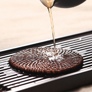 6 pièces/<span class=keywords><strong>sous</strong></span>-verres ensemble accessoires de thé vaisselle ronde décor de table napperon <span class=keywords><strong>plat</strong></span> sec tapis rotin tissage tasse tapis Pad - Product Image 3