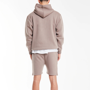 ชุดฮู้ดดี้และกางเกงขาสั้นผู้ชาย ผ้าเนื้อนุ่ม ระบายอากาศได้ดี แห้งเร็ว สีพื้น สไตล์สตรีทแวร์ น้ำหนักเบา - Product Image 2