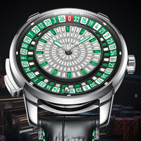 Montre mécanique Bonest Gatti BG8004 pour homme avec cadran en verre saphir, cadran diamant et bracelet en cuir, style roulette européenne