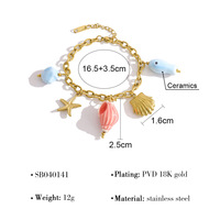 Bracelet en céramique avec pendentif dauphin, motif créature marine, en acier inoxydable, étanche, bijoux de plage