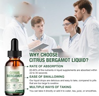 OEM 5000MG Gouttes liquides de Citrus Bergamote et de Riz de levain rouge, Complément de Citrus Bergamote avec Corossol, Riz de levain rouge et Feuille d'olivier