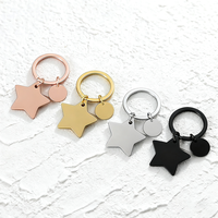 Porte-clés personnalisable Ywyougang en acier inoxydable, étoile et rond, double breloque vierge pour cadeau personnalisé