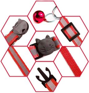 Collar reflectante para gatos, versión mejorada, con hebilla de liberación rápida, ajustable, ligero, de nailon a rayas, para gatos y perros, con cascabel. - Product Image 3