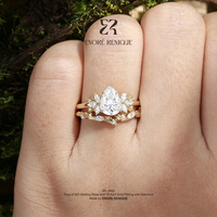 Bague en Moissanite 1 carat en forme de goutte d'eau, solitaire, avec grappe florale, couleur D, pureté VVS1, testée au diamant, en argent sterling 925, plaqué or, bijoux