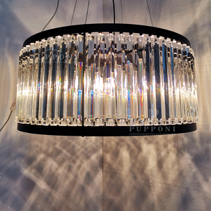 <b>Decorative</b> Straight Crystal Strip Round Flush Mount <b>Light</b> For Villa Bedroom Restaurant Entryway Decoration - Product Image 6