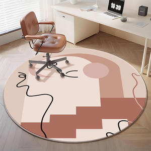 Tapis rond H-934 en imitation cachemire, antidérapant, design abstrait contemporain, tapis de chaise de bureau, couverture de sol pour chambre à coucher et salon - Product Image 4