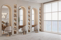 Design d'ameublement élégant et moderne pour salon de manucure avec éclairage LED |   Décoration de boutique de beauté écologique de luxe sur mesure