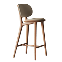 Tabouret de bar Wabi-sabi en bois massif, style moderne minimaliste, avec dossier, pour bar à domicile et chaises hautes d'îlot