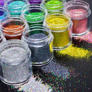 Glitter olografico per unghie in polvere di zucchero Laser brillante colorato Fine polvere di pigmento cromato per smalto fai da te decorazioni artistiche