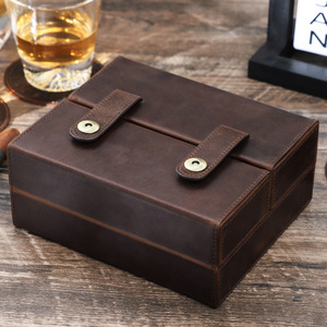 Étui à cigares vintage en cuir Crazy Horse, double ouverture, boîte de rangement de voyage pour 7 cigares - Product Image 1