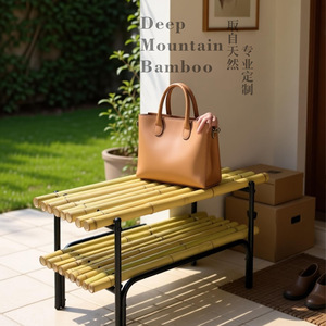 Deep Mountain Bamboo <b>Shoe</b> <b>Rack</b> Bench Light Yellow <b>Storage</b> Entryway Furniture Adult Use - Product Image 3