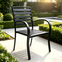 Fauteuil de jardin moderne en WPC imperméable, chaise d'extérieur portable avec structure métallique pour villa, balcon et restaurant