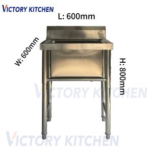 Évier simple VICTORY KITCHEN en acier inoxydable 201 de haute qualité, 60*60*80, argenté avec pieds ronds pour la cuisine - Product Image 2