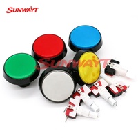 Bouton d'arcade anglais en plastique 12V, 5 couleurs, lumière LED, 60MM, grand bouton poussoir pour joueur de jeux vidéo, personnalisable, prise SUNWAYT SW-KH8