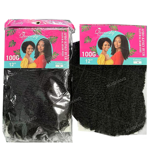 Cabello Sintético Súper Barato Afro Rizado Kinky de 12 Pulgadas 100g a Granel, Preestirado y Sin Enredos, 100g para Trenzar con Ajuste en Agua Caliente - Product Image 4