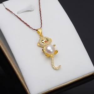Colgante de Plata S925, Tocado Personalizado con el Signo del Zodiaco Chino, Mono, 7-8 Perlas, Accesorios para DIY, Semi-Acabado 585 - Product Image 1