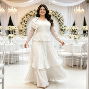 <span class=keywords><strong>Abiti</strong></span> <span class=keywords><strong>da</strong></span> ballo all'ingrosso <span class=keywords><strong>per</strong></span> donna 2026: Abito lungo elegante a balze e pieghe rosa, <span class=keywords><strong>taglie</strong></span> forti, di lusso - Product Image 2