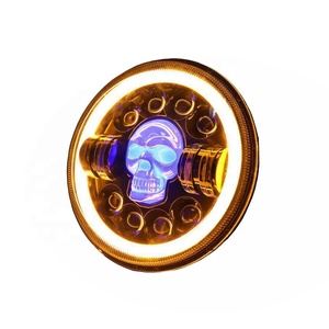 Phare de <span class=keywords><strong>moto</strong></span> rond de 7 pouces de haute qualité, tête de mort colorée, yeux de démon, fantôme, phare LED pour voiture - Product Image 3