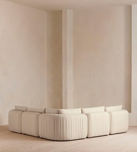 Di lusso due posti divano Chesterfield stile francese comodo <span class=keywords><strong>bianco</strong></span> di pino riciclato tessuto PU minimalista per soggiorno appartamento - Product Image 2