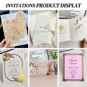 Juego de invitaciones de boda de lujo con relieve floral 3D, diseño artístico, sobres personalizados con diseño de paisaje y tarjeta ornamental troquelada. - Product Image 5