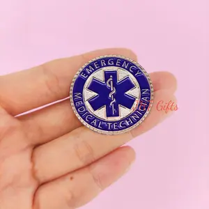 Custom Logo Emergency Medical Assistant Lapel Pin EMT Paramedic Pin Star Of Life Enamel Pin Brooch EMT Metal Badge