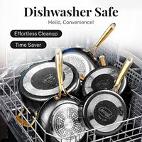 Ensemble d'ustensiles de cuisine antiadhésifs en or noir de 15 pièces, casseroles et poêles en céramique lavables au lave-vaisselle, ustensiles de cuisine en métal durable