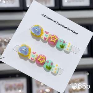 Uñas Acrílicas Hechas a Mano <span class=keywords><strong>de</strong></span> Alta Calidad, Reutilizables, Diseño Cuadrado Corto, Cobertura Completa, Uñas Artificiales <span class=keywords><strong>para</strong></span> Niños, Marca Privada - Product Image 2