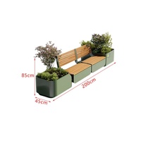 Banc de repos extérieur en fer forgé, design italien moderne et minimaliste, avec bac à fleurs intégré, pour place publique, parc commercial et café