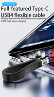 Cable USB4 de 240W y 80Gbps, Tipo C a C, Cable de Video HD 8K, Diseño de Doble Curvatura FPC para Teléfono, Laptop, Banco de Energía